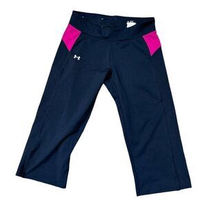 Under Armour Womens All Season Gear SM Capri Pants Black & Pink Leggings Workout